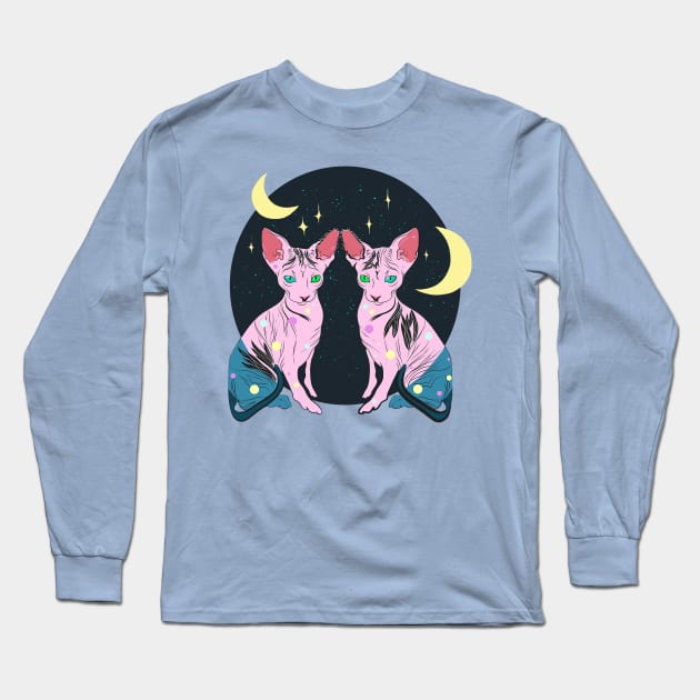 Sphynx Twins Long Sleeve T-Shirt by Ria_Mizuko